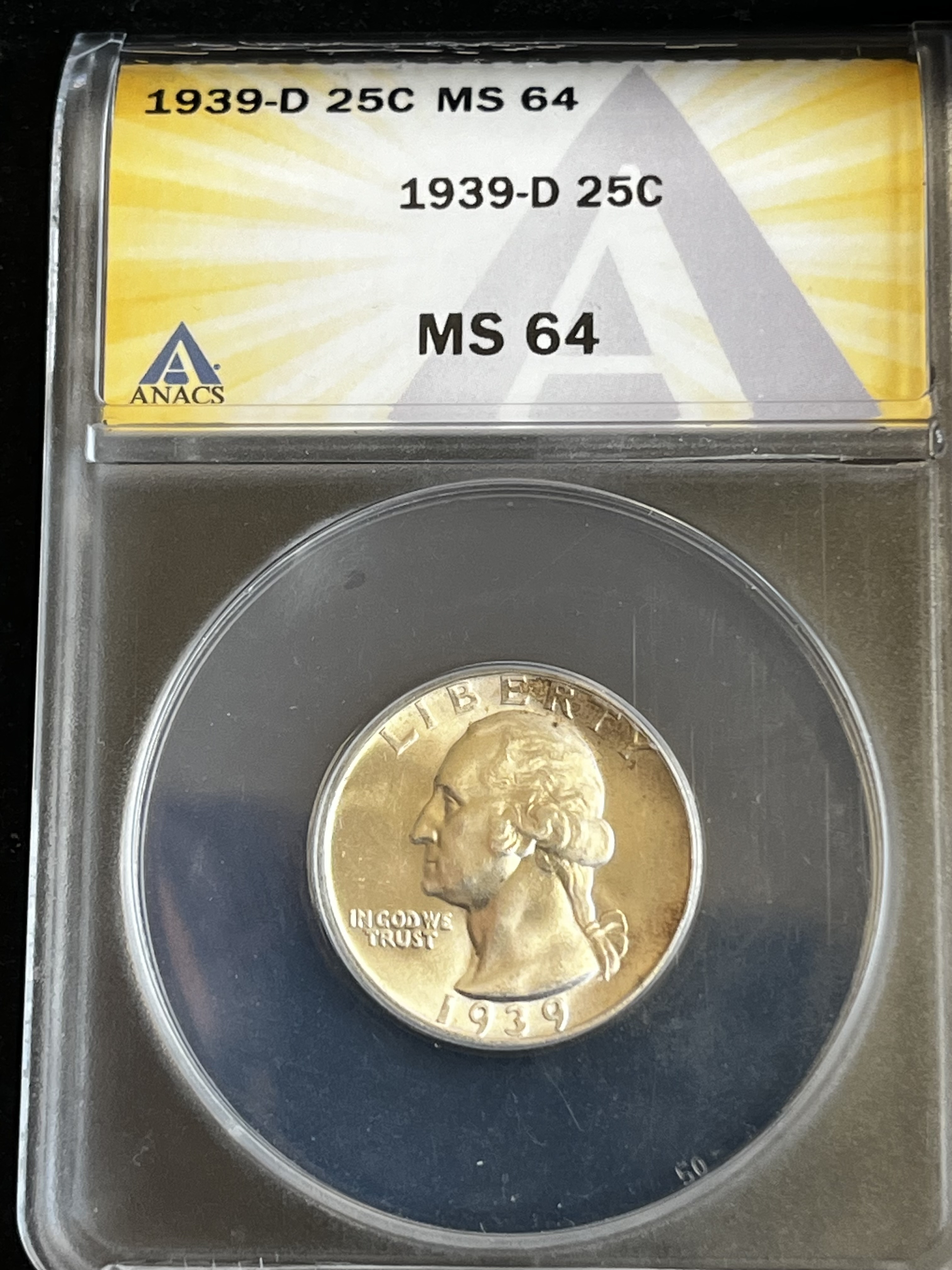 1939-D Washington Quarter ANACS MS64