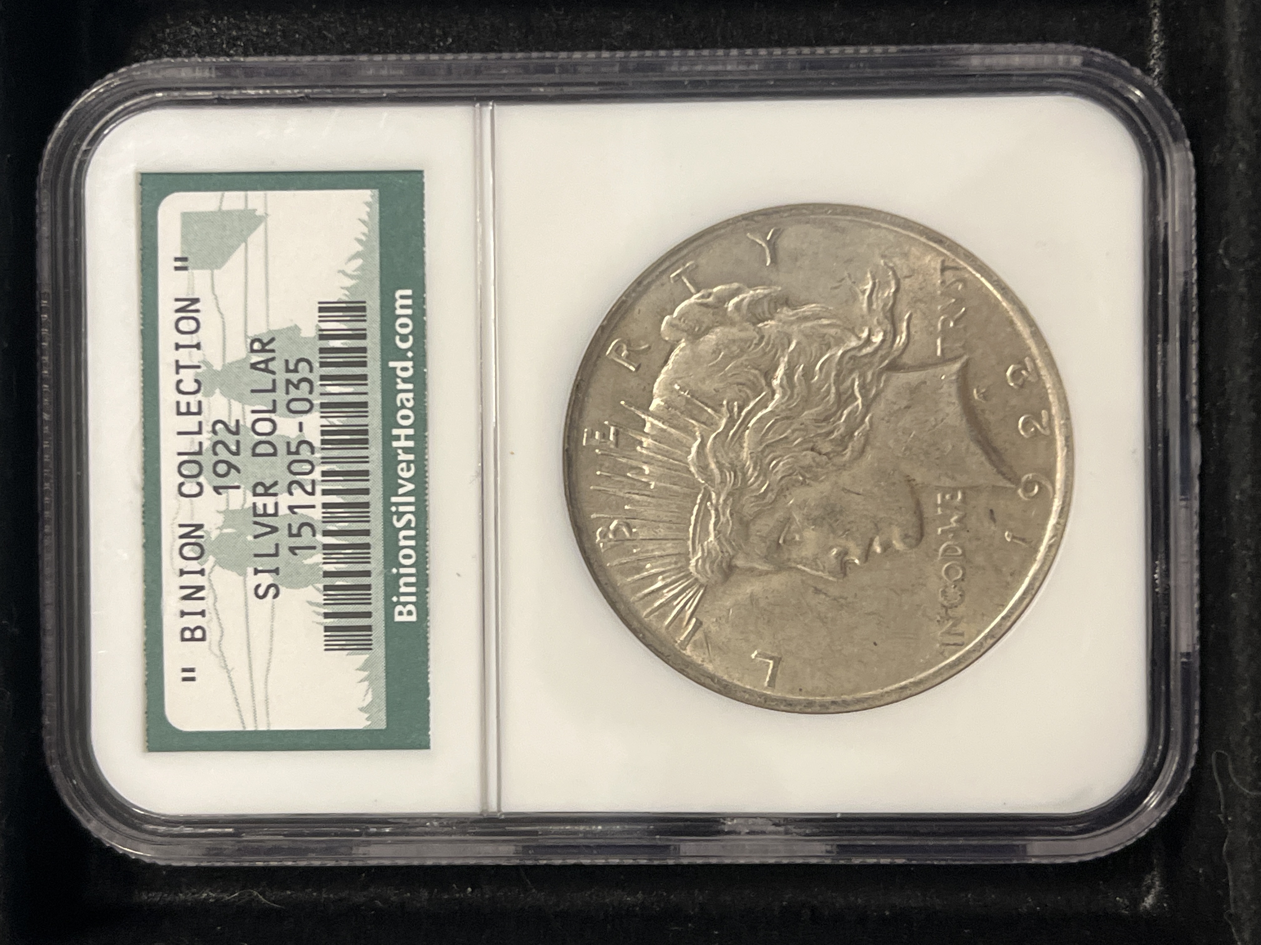 1922 Peace Dollar NGC Binion Collection