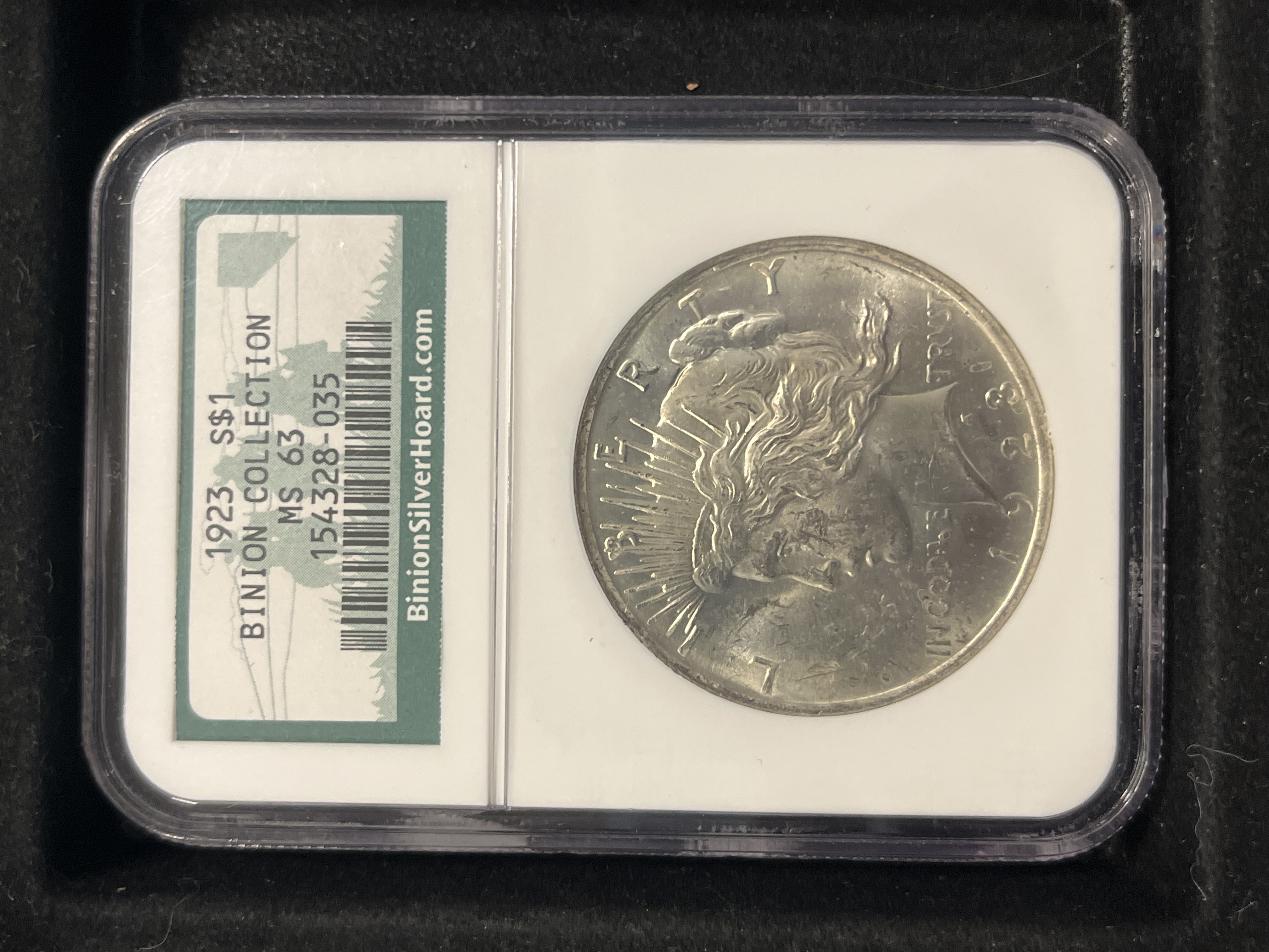1923 Peace Dollar NGC Binion Collection