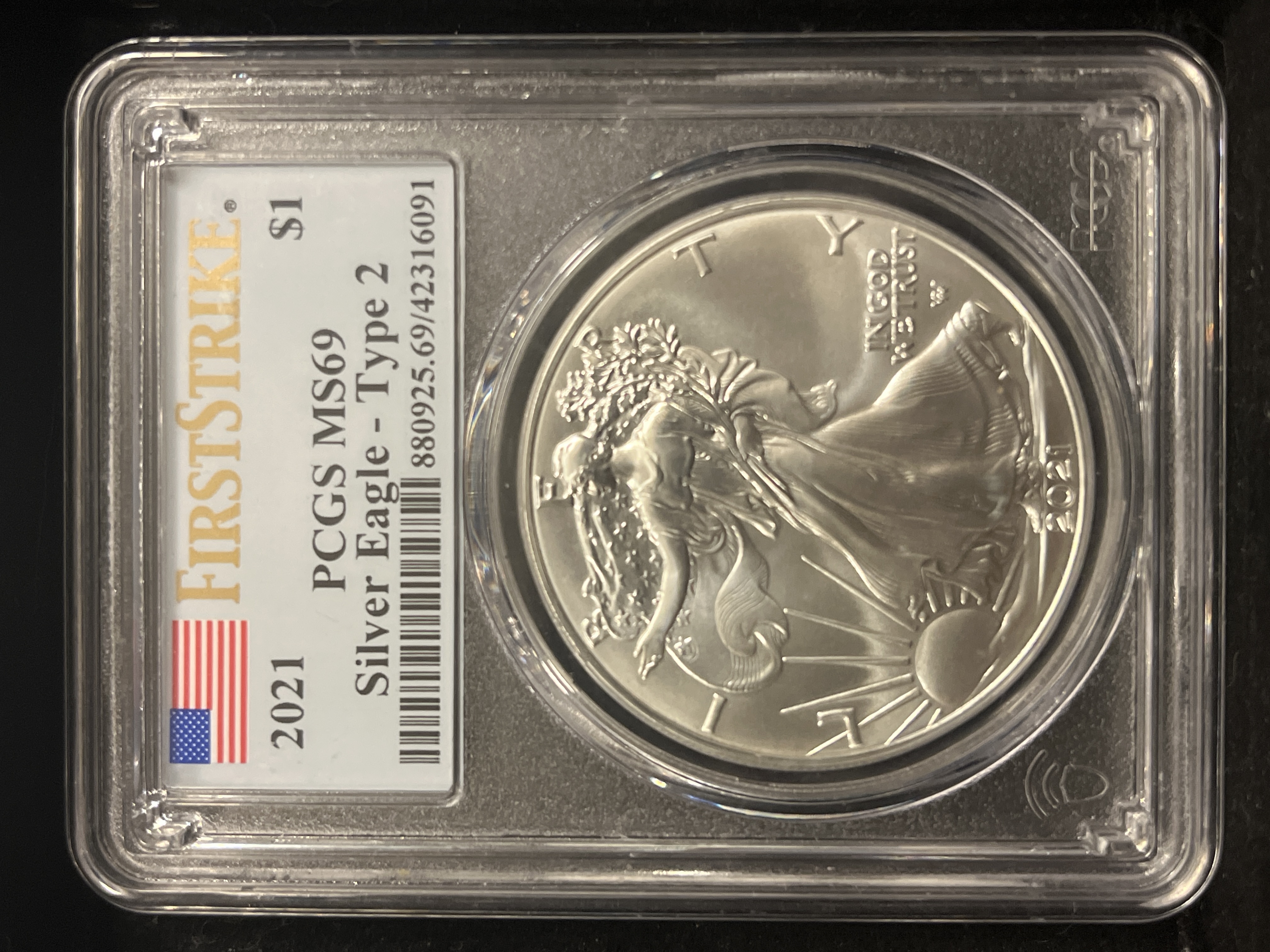 2021 American Silver Eagle Type 2 PCGS MS69