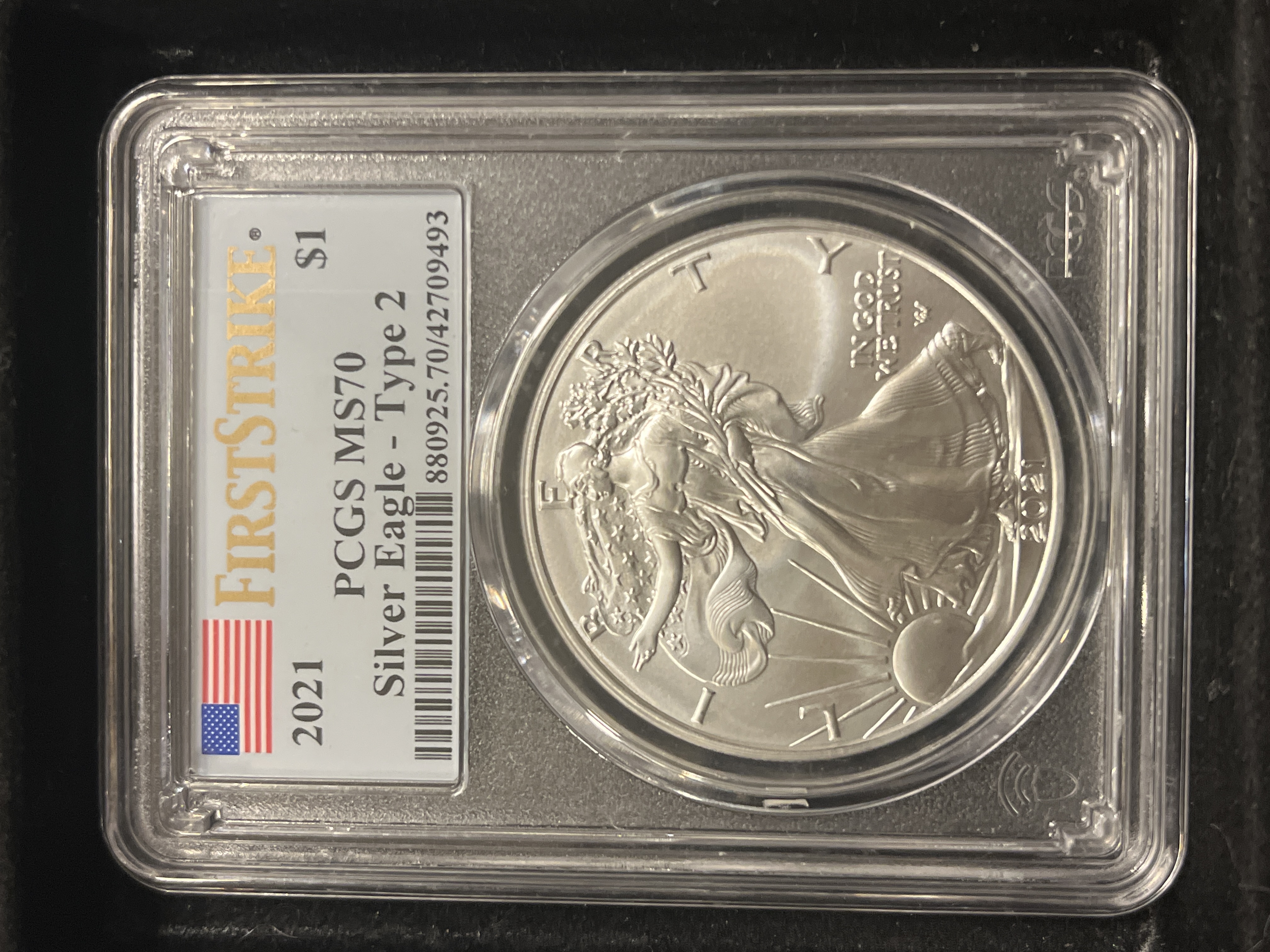 2021 American Silver Eagle Type 2 PCGS MS70
