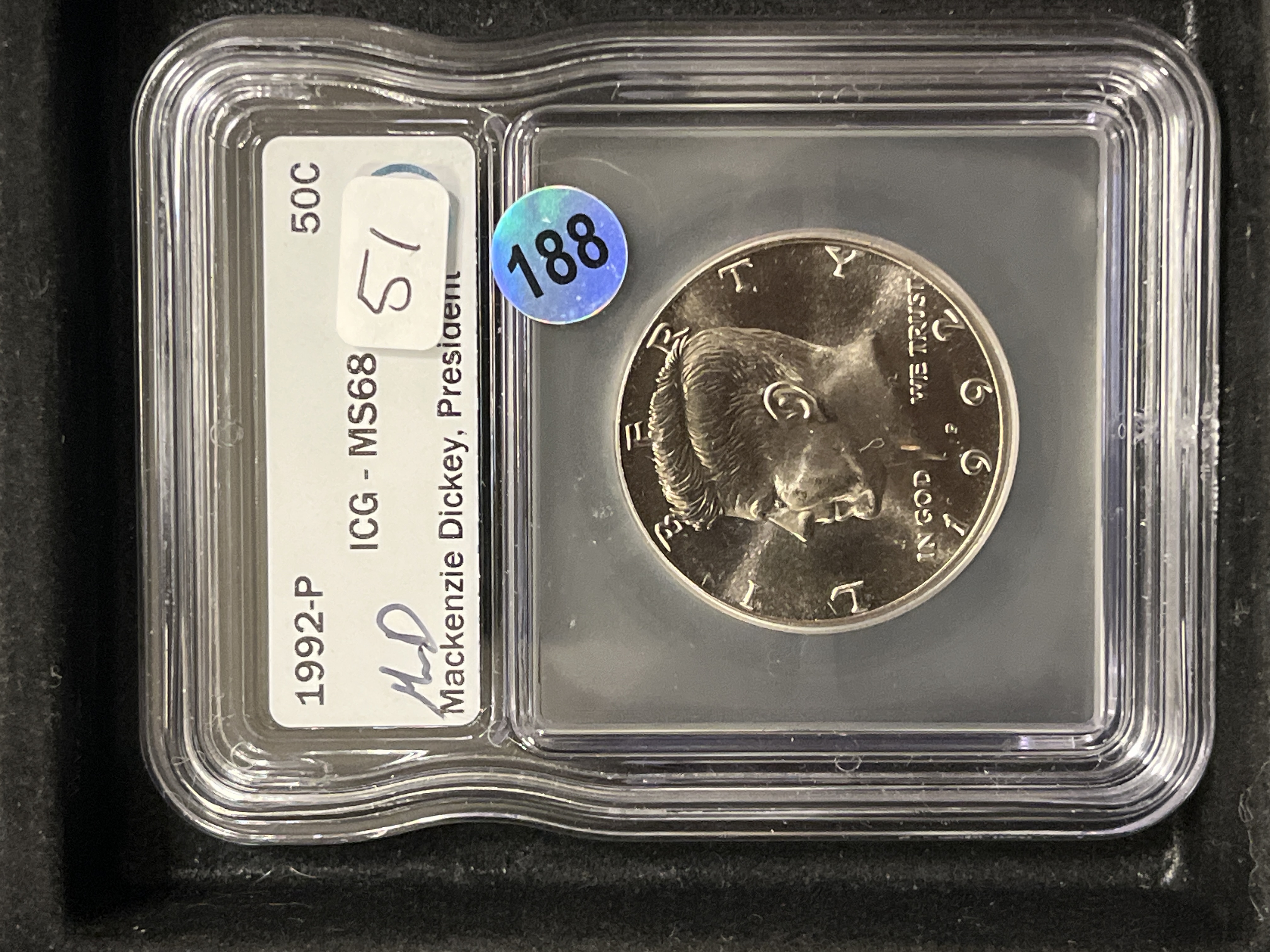 1992-P Kennedy Half-Dollar ICG MS68