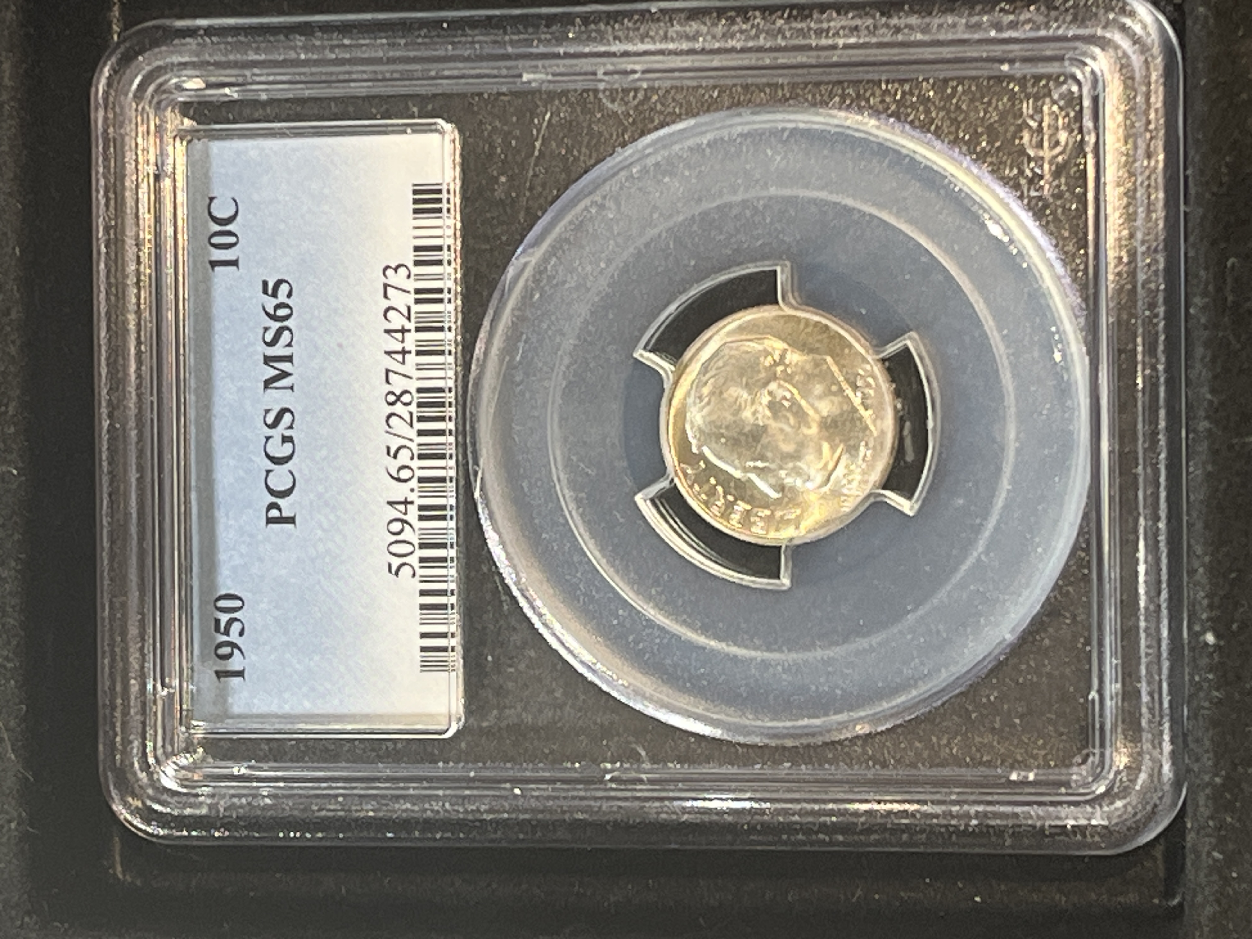 1950 Roosevelt Dime 10c Silver PCGS MS65
