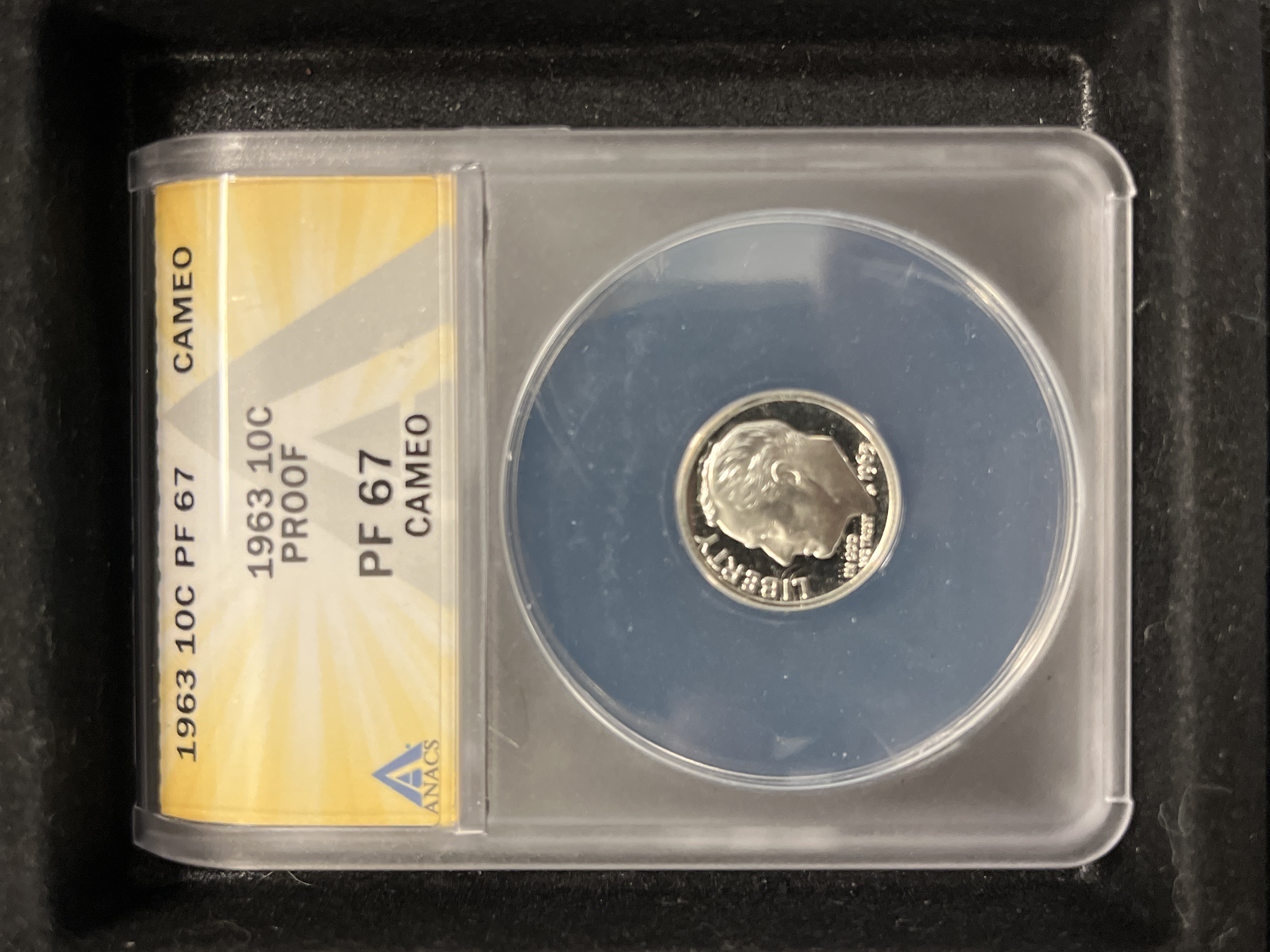 1963 Roosevelt Dime Silver ANACS PF67 Cameo