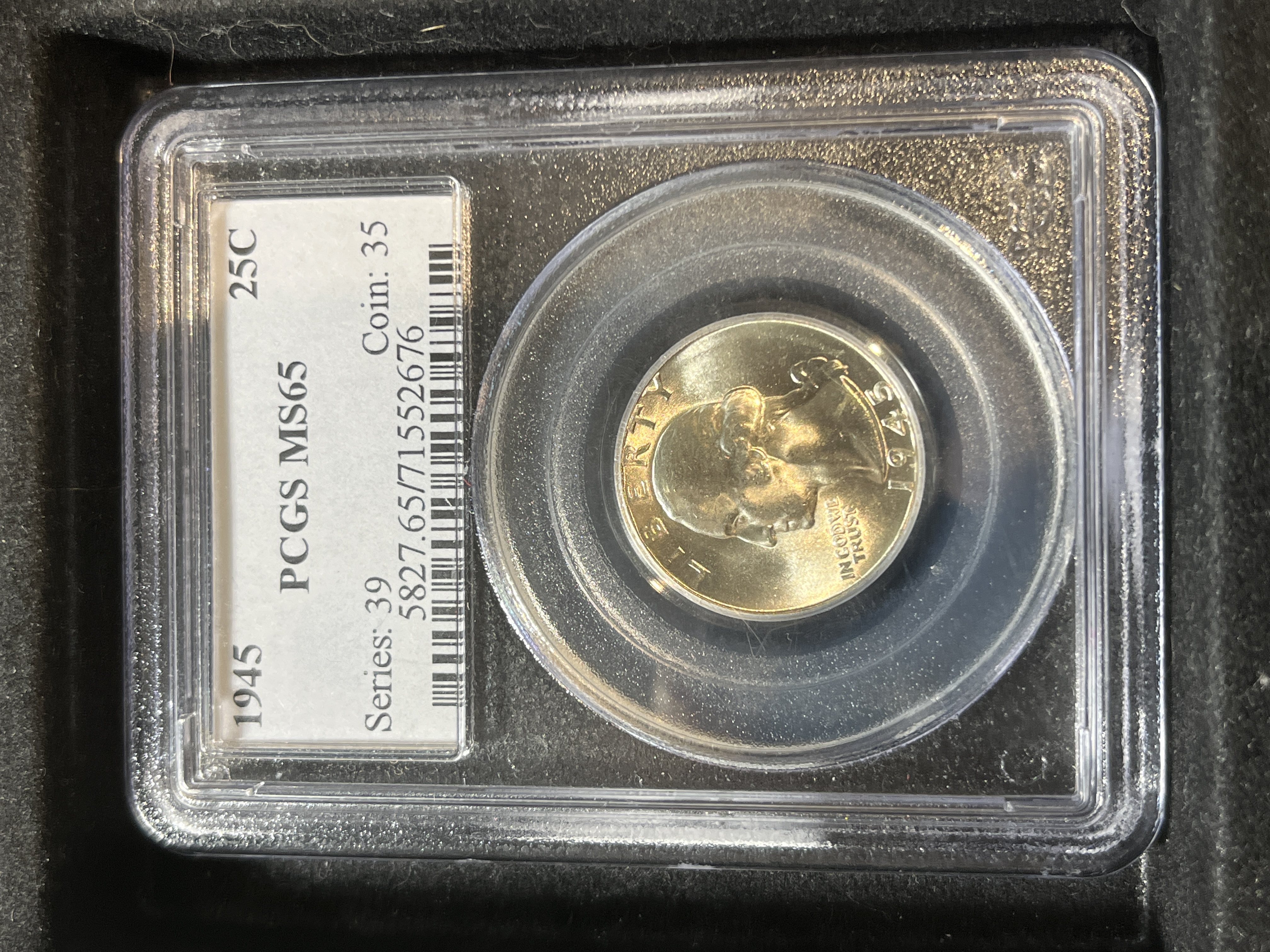 1945 Washington Quarter Silver PCGS MS65