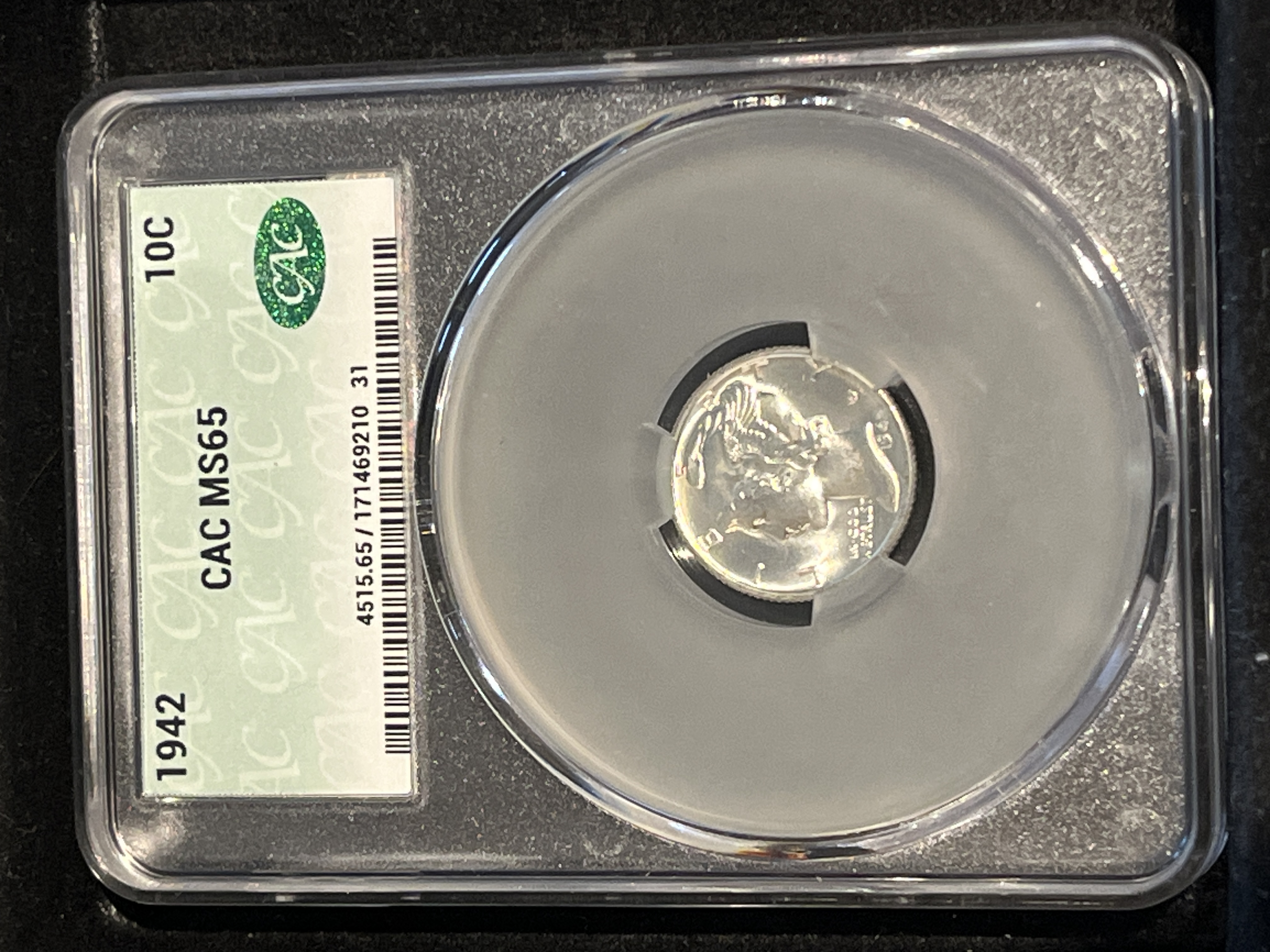 1942 Mercury Dime CAC MS65