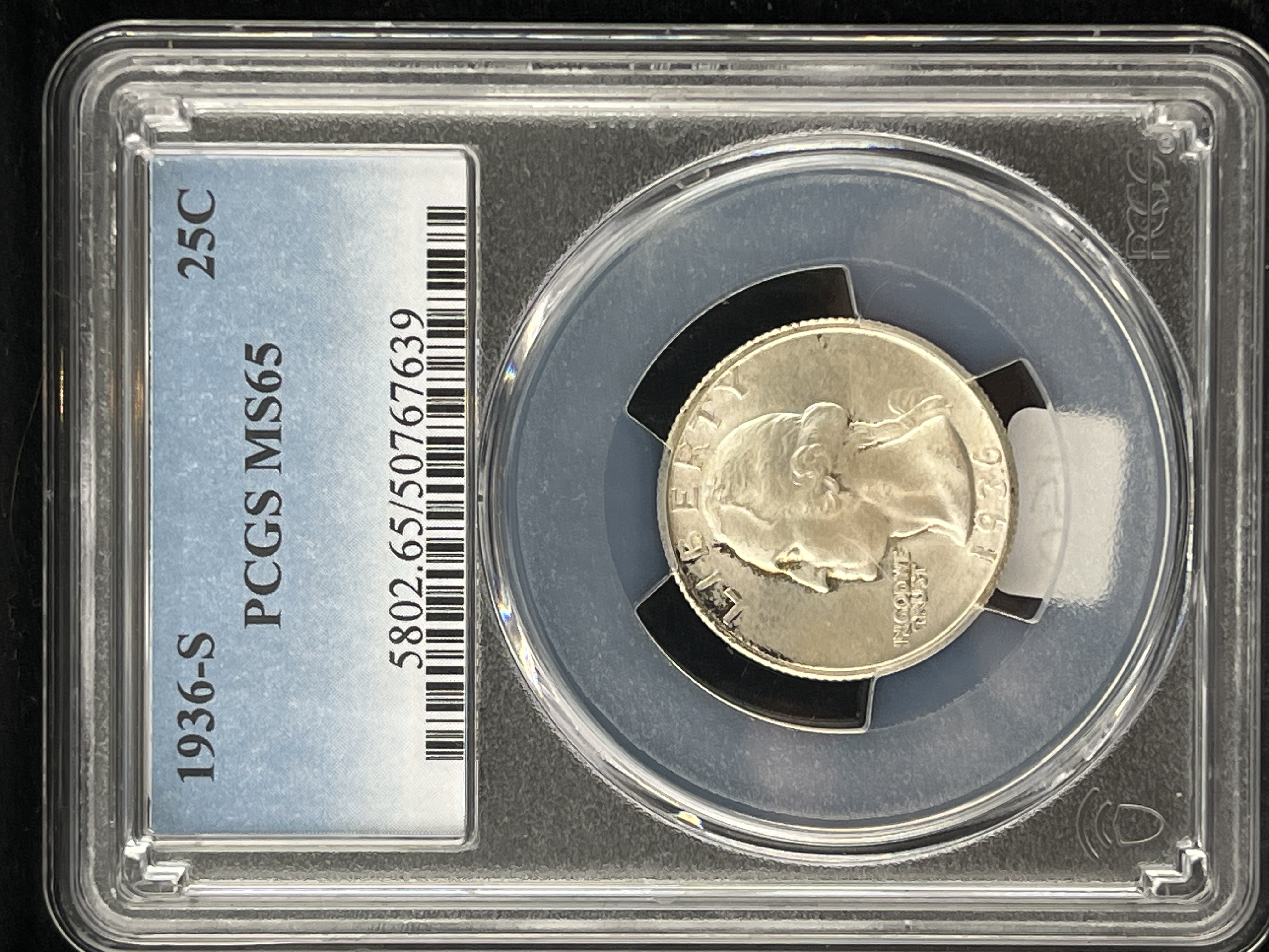 1936-S Washington Quarter Silver PCGS MS65