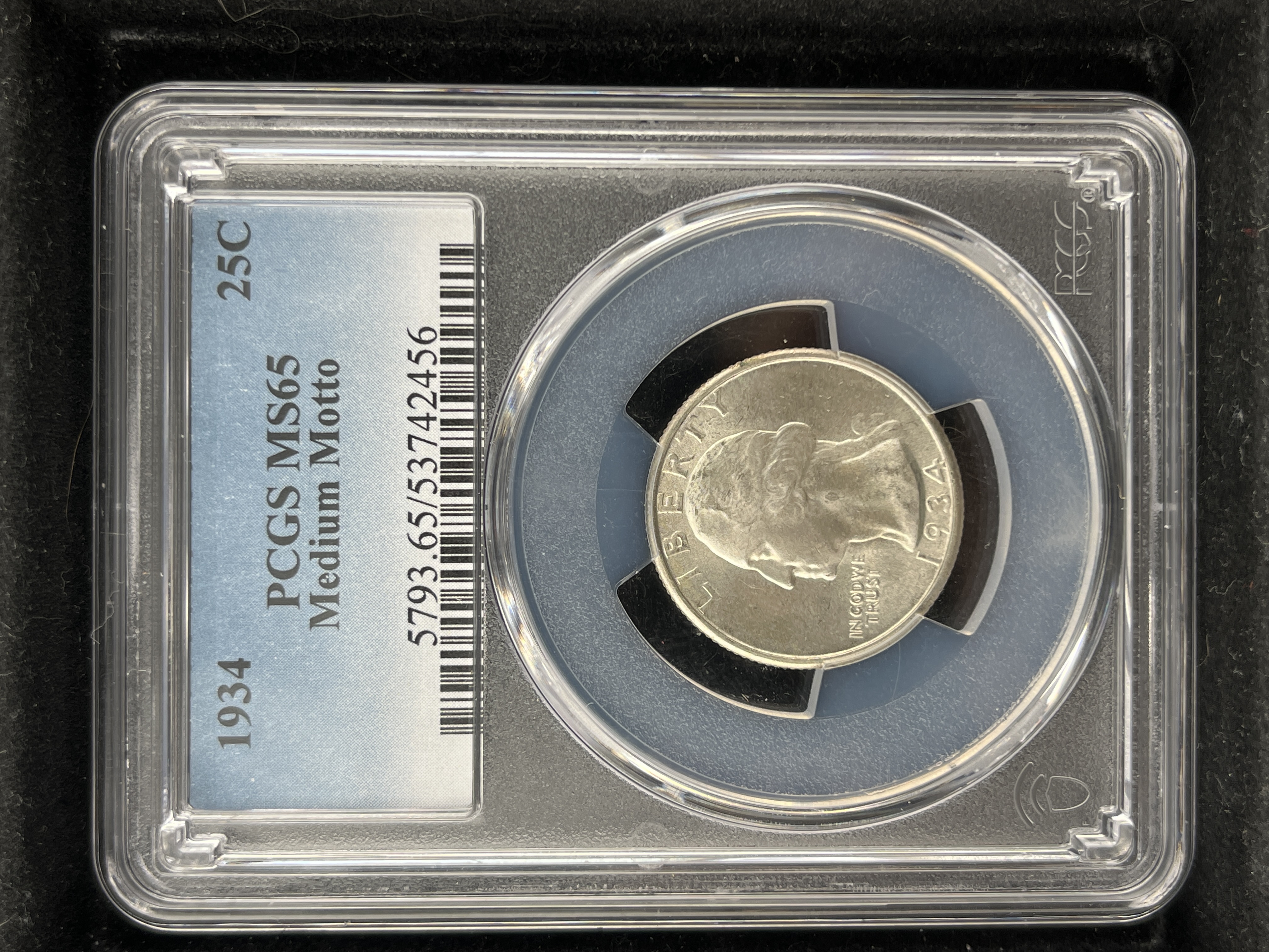 1934 Washington Quarter Silver Medium Motto PCGS MS65