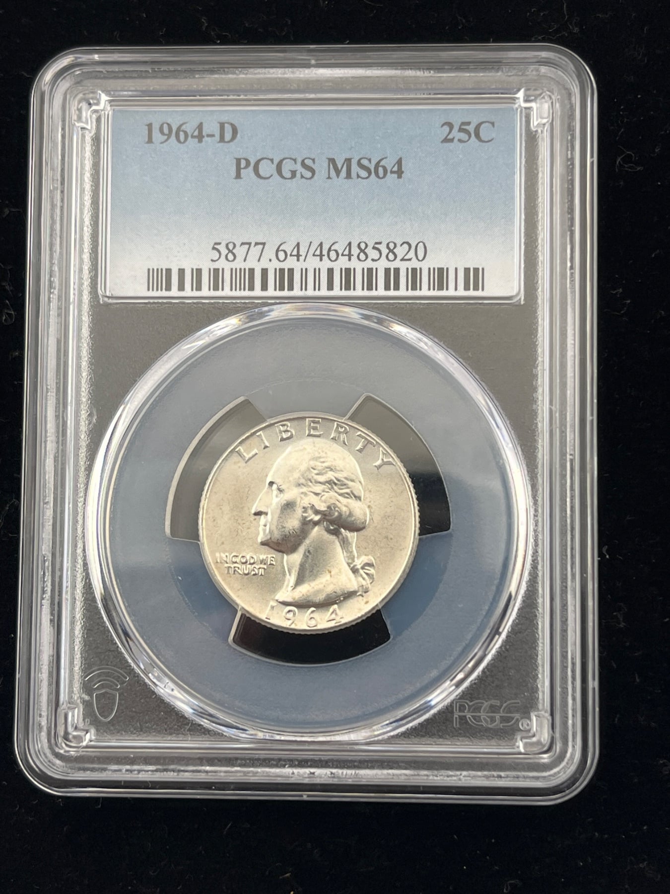 1964-D WASHINGTON SILVER QUARTER PCGS MS64