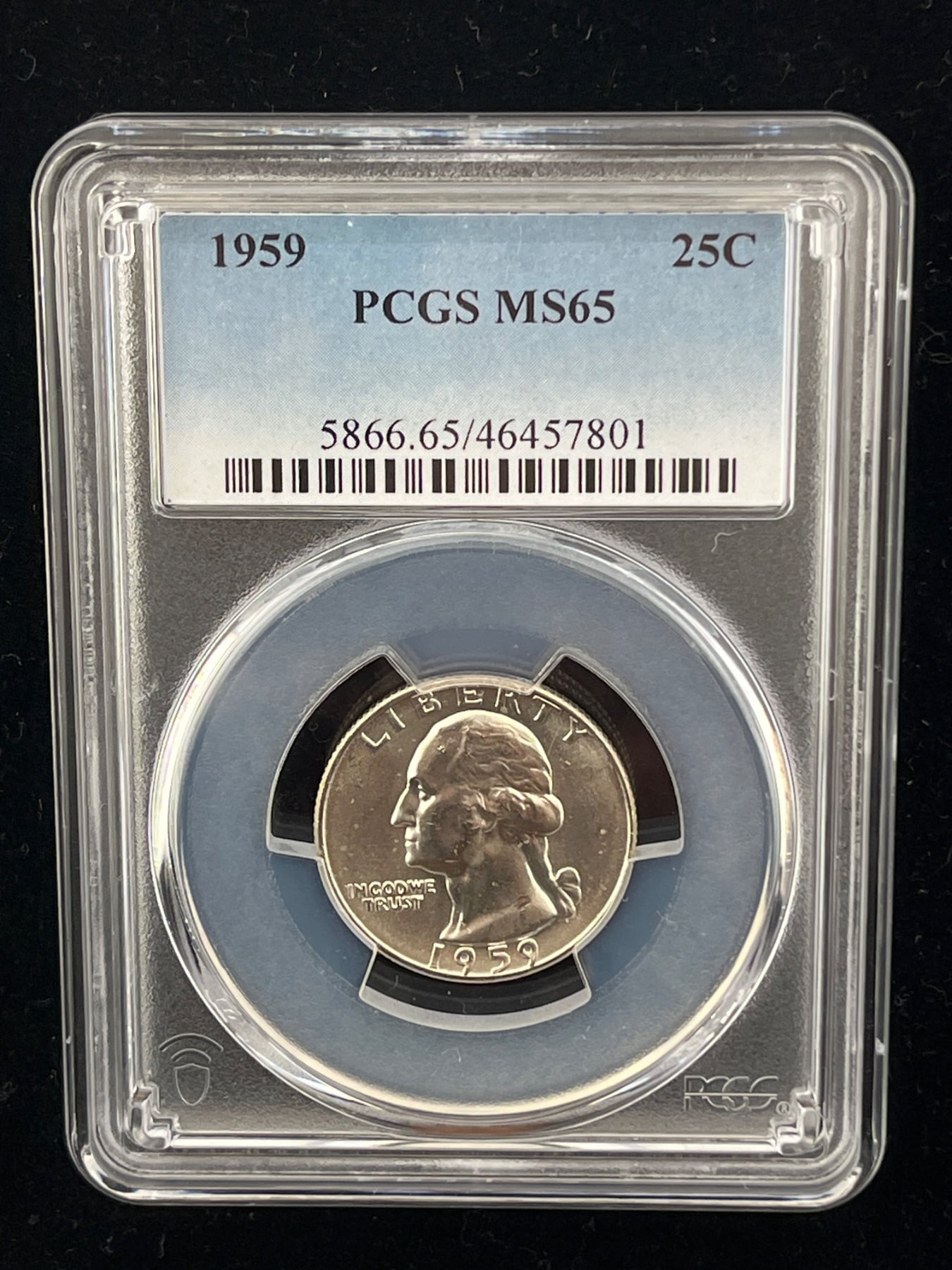 1959 WASHINGTON SILVER QUARTER PCGS MS65